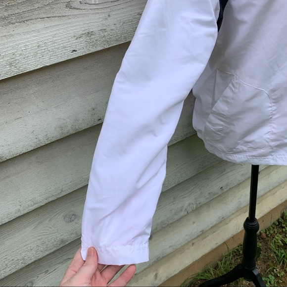 Vintage 90s Striped Detail Zip Front Long Sleeve Mock Neck Athletic Track Jacket - Picture 12 of 16